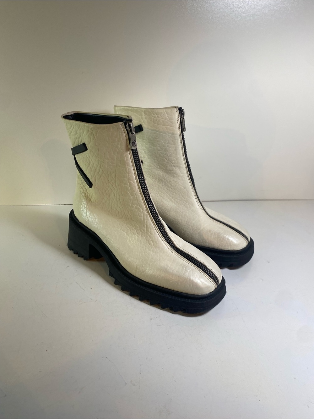 Papucei The Colossal Balance White Leather Ankle Boots Size 38